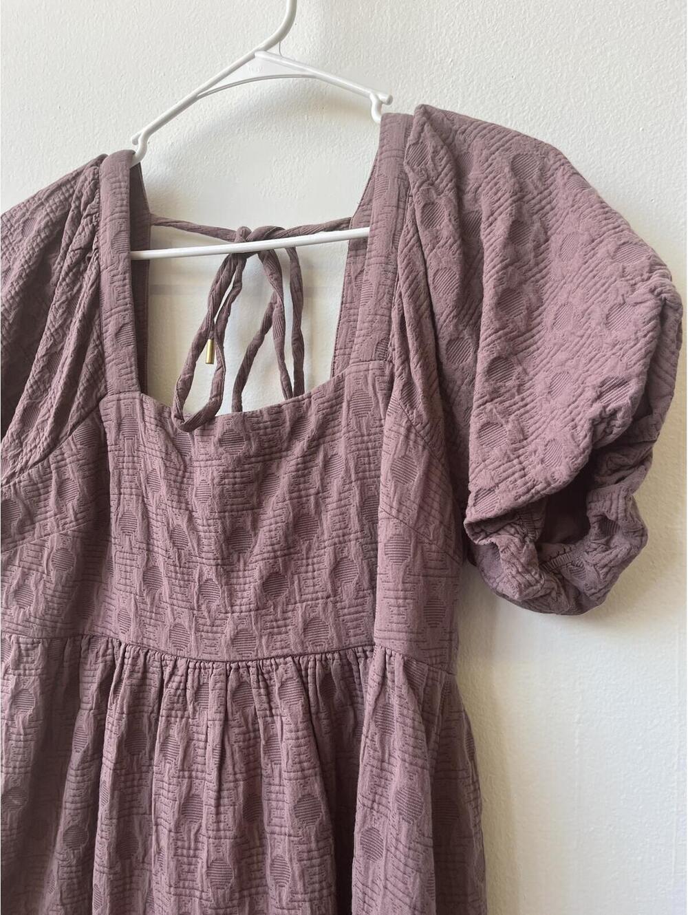 Madewell 100% cotton size medium puff sleeve tie back knee length dress boho